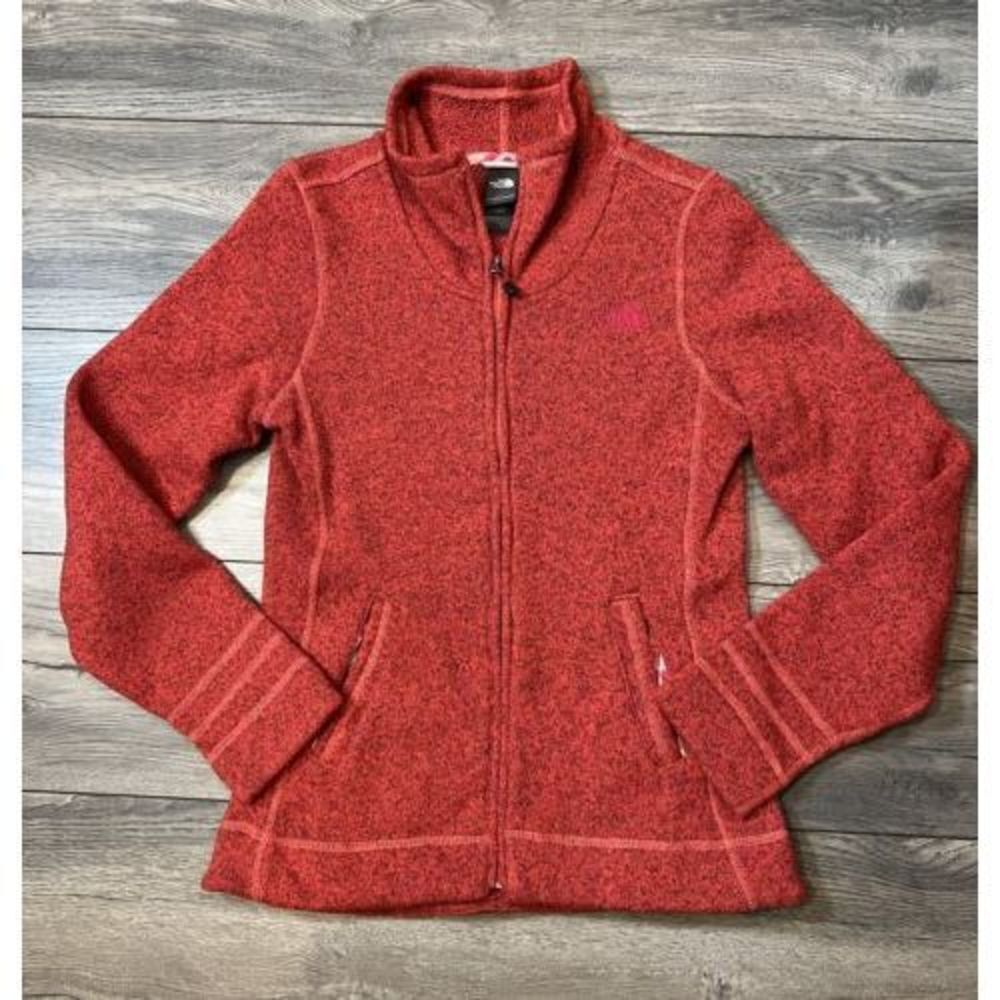 The North Face Women's Maggy Sweater Fleece Jacket Red Plaid Pockets Size Small